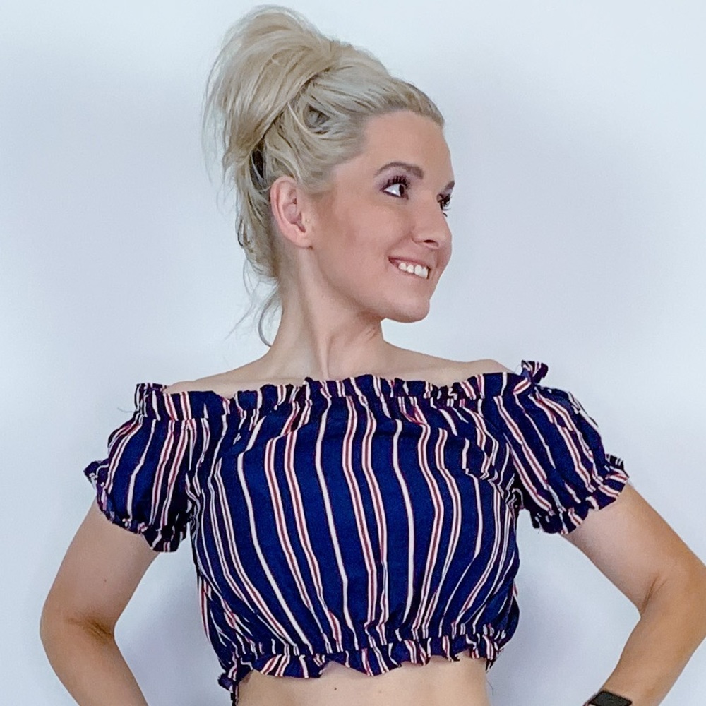 Blue Striped Crop Top - Picture 6 of 8